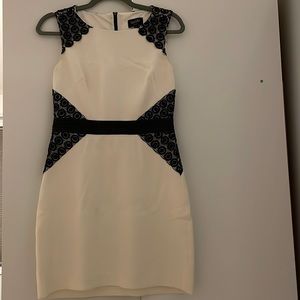 Midi Length Lace Trim Evening Dress